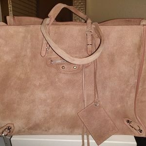 Balenciaga papier a4 suede blush tote bag